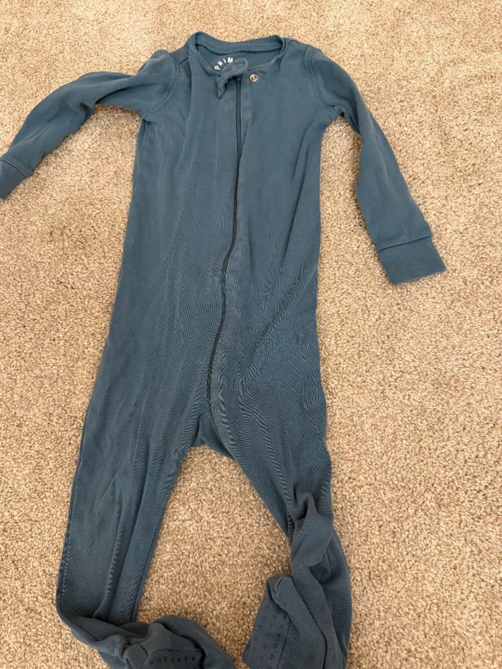Primary Slate Blue Zip Footie Pajamas 12-18M